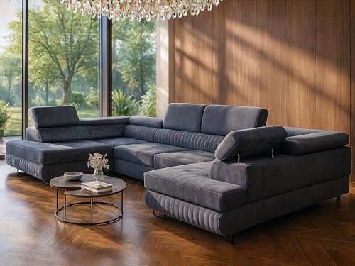 U-Form Ecksofa Magnum U, große Wohnlandschaft mit Schlaffunktion & 2 Bettkästen, wasserabweisend, pflegeleicht & haustierfreundlich, modernes Schlafsofa fürs Wohnzimmer (Grau) U-Form Ecksofa Magnum U, große Wohnlandschaft mit Schlaffunktion & 2 Bettkästen, wasserabweisend, pflegeleicht & haustierfreundlich, modernes Schlafsofa fürs Wohnzimmer (Grau)