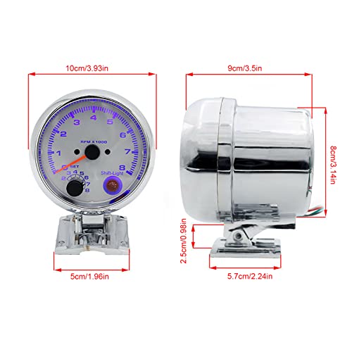Image of 3.75inch Tacho Gauge Tachometer Gauge Universal Fit for Most 4 /6 /8 Cylinder 12V Gasoline Powered Vehicles 0-8000 RPM 7 Color Background Lights