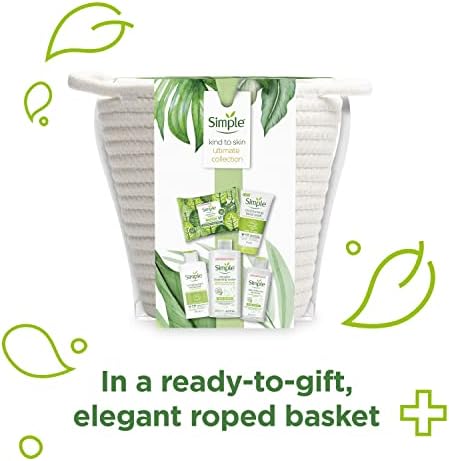 Simple Ultimate Collection in an elegant roped basket, 5 piece Gift Set, perfect set of gifts for her