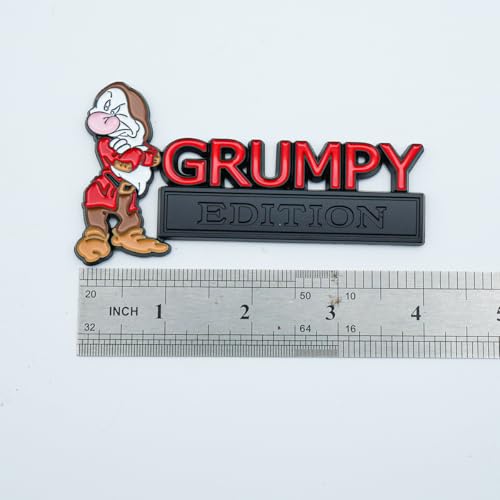 Image of Pair Set Grumpy Edition Emblem 3D Metal Side Rear Badge Nameplate Sticker Replacement for Vehicle, Truck, SUV, Door Decoration (Red)