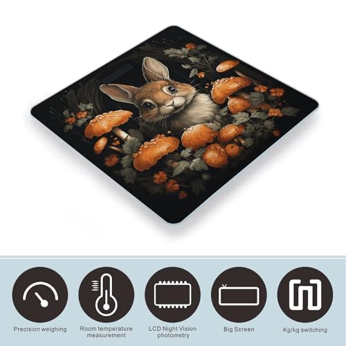 Báscula digital para baño con diseño Rabbit with Mushrooms miniatura 3