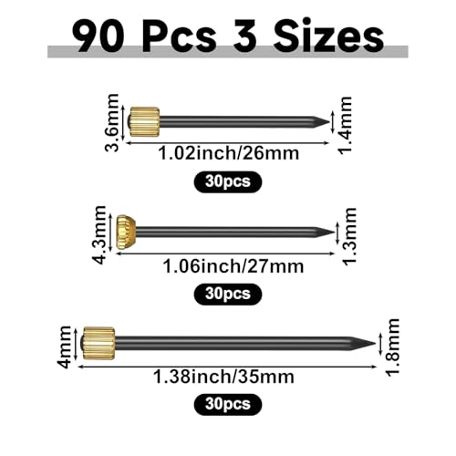 Image of 90 Pcs Nails for Hanging Pictures, 3 Different Size Small Nail for Picture Hangings Sturdy Pictures Frame Nail Picture Hanging Nails with Plastic Box (Black Gold)