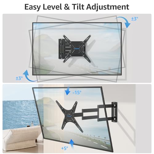Image of MOUNTUP Outdoor Long Arm TV Wall Mount for 26-65 inch TVs, Waterproof & Rustproof Outside Full Motion Bracket with Stainless Steel Screws, 37.4'' Long Extension Corner TV Mount Hold 77 lbs, VESA 400x400mm