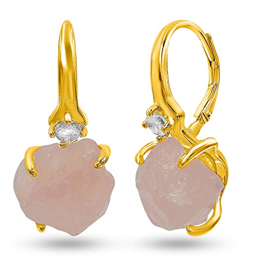 Real Raw Rose Quartz Crystal Drop...