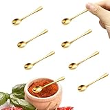 8 Pcs Tiny Stainless Steel Spoons for Spices Jars Mini Size 2.87″ Little Scoops Glod