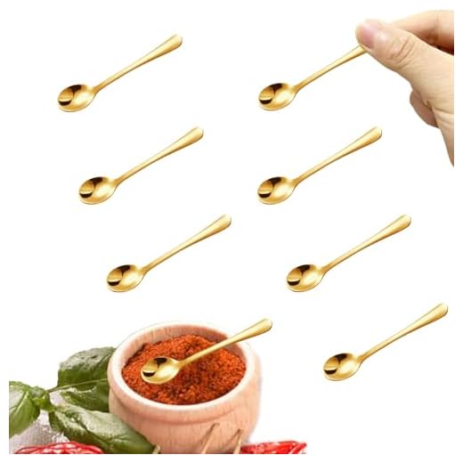 8 Pcs Tiny Stainless Steel Spoons for Spices Jars Mini Size 2.87" Little Scoops Glod