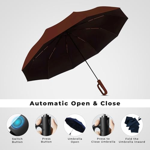 Image of PANCA Umbrella for Rain Big Size - Windproof UV Protection Compact Folding Umbrella for Men, Women, Girls & Kids | Automatic Open & Close, 8 Ribs Strong Stylish Chatri for Daily Monsoon Travel
