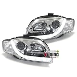reglage phare audi a4 b7  europetuning - 00265 - FEUX PHARES AVANTS CHROME LED DEVIL EYES DE JOUR DIURNES DRL COMPATIBLE AVEC AUDI A4 B7 8H