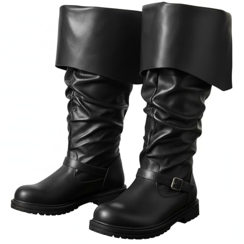 Image of Cutecrop Men's Medieval Pirate Boots Renaissance Costume Boots | Fantasy Cosplay Shoes, Faux Leather, Viking Gothic Leather Shoes