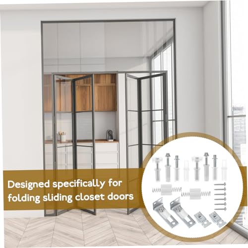 Kit de reparación de herrajes para puerta plegable de clóset con guías pivotantes y ruedas para puertas corredizas, piezas de repuesto duraderas miniatura 3