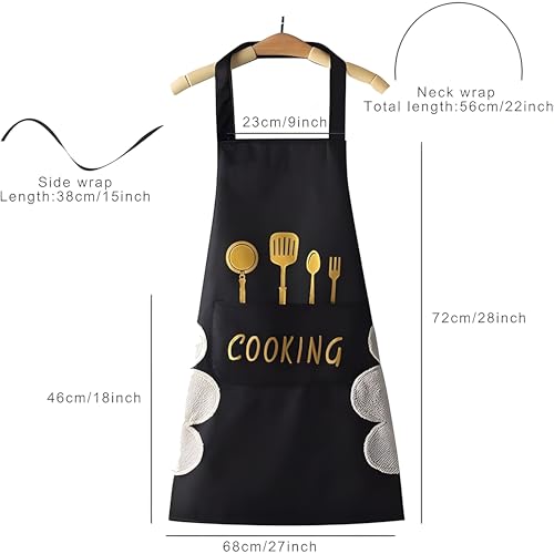 Image of VELVERI 1PACK Waterproof Cooking Apron for Women Men with Big Front Pocket Hand-Wiping Towel | Floral Rabbit Graphic Design | Oil Proof Chef Bib for Home Baking Grilling