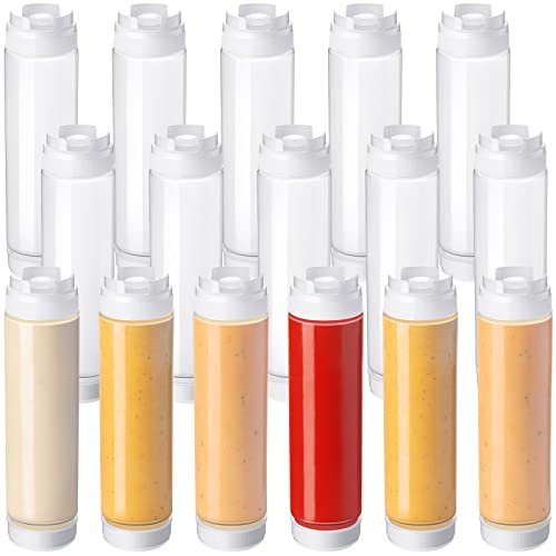 Roshtia 16 Pcs Inverted Plastic Squeeze Bottle 16 Oz Refillable Condiment Bottles Self Sealing Sauce Dispenser For Thick Condiments Sauces Batter Dressing Catering Food Trucks Restaurant #TOP7