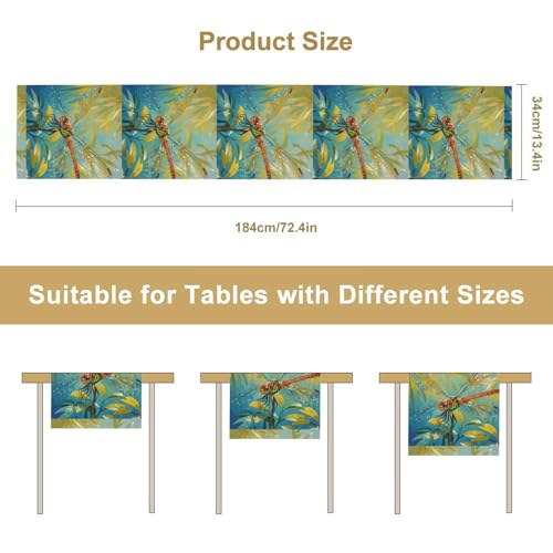 Chemin de table libellule de qualité supérieure 34 x 183 cm - 3
