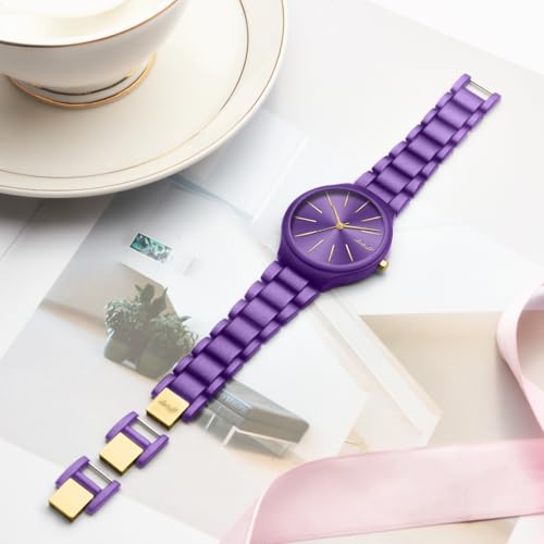 Image of Letoff Women's Wrist Watch, Big Dial Metal Strap, 100 ft Waterproof, Multicolor Casual Fashion Watch