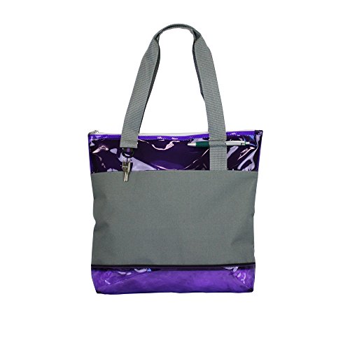 Clear Jelly Shopper Beach Tote Bag Purple