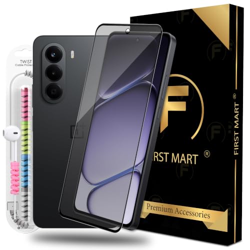 Image of FIRST MART Matte Anti-Glare Tempered Glass for OnePlus Nord CE 6 Lite With Installation Kit | Military-Grade Gaming Screen Protector & Cable Guard | Edge to Edge Coverage | Black