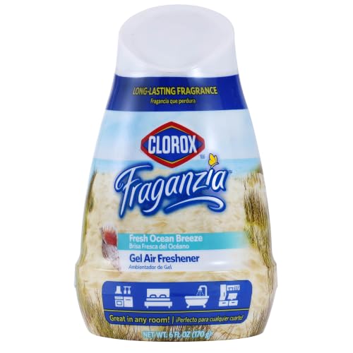 Clorox Fraganzia Cone Gel Air Freshener Twist Open Adjustable Solid Air Deodorizer for Small Indoor Spaces Continuous Fresh Ocean Breeze Scent for Bathroom Office Closet Odor Control 6 Oz