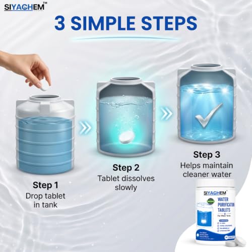Image of Water Tank Cleaning Tablets | Water Purification Chlorine Tablets for Tank 1 Tablet for 1000 Liters | 30Tabs