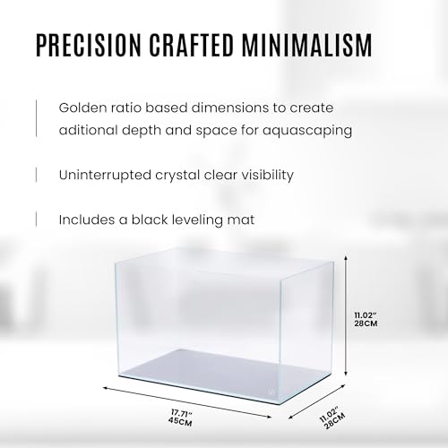 Image of UNS Ultra Clear Rimless Tank - 9.3GAL | 35.2L - 17.71x11.02x11.02 | 45x28x28 CM, 5mm Glass Thickness, Leveling Mat Included - Low Iron, High Clarity Fish Tank w / 45 Mitered Edge - [45U]