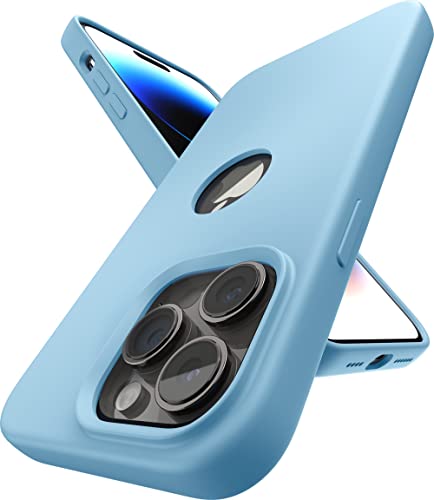 Image of eller sante Liquid Silicon Logo-Cut for iPhone 14 Pro Case Cover, Soft TPU, Shockproof, Scratch Resistant, 6 Feet Drop Protection, Compatible with iPhone 14 Pro Back Cover - Sierra Blue