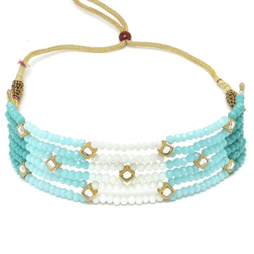 Image of Karatcart Black Crystal Beaded Choker Necklace Setfor Women