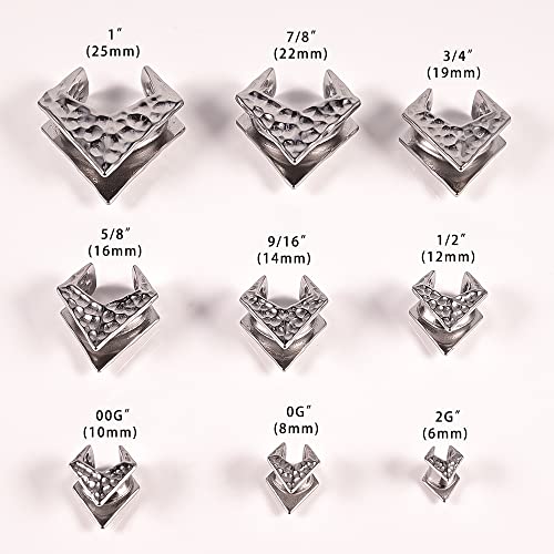 Doearko 2Pcs Ear Gauges Pounding Triangle Saddle Ear Plugs Body Piercing Tunnels 316 Stainless Steel Hypoallergenic Earrings Plugs For Ears Expander Body Jewelry (25Mm(1"), Black) #TOP4