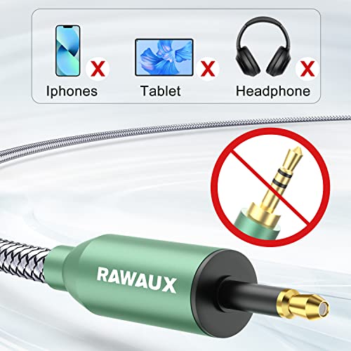 RAWAUX Câble Optique 1M Mini Toslink vers Toslink Câble Fibre Optique - Cable Spdif Fibre Optique Audio Numérique Optique Plaqué Or 24K Adaptateur de Câble Optique pour Barre De Son, Home Cinema