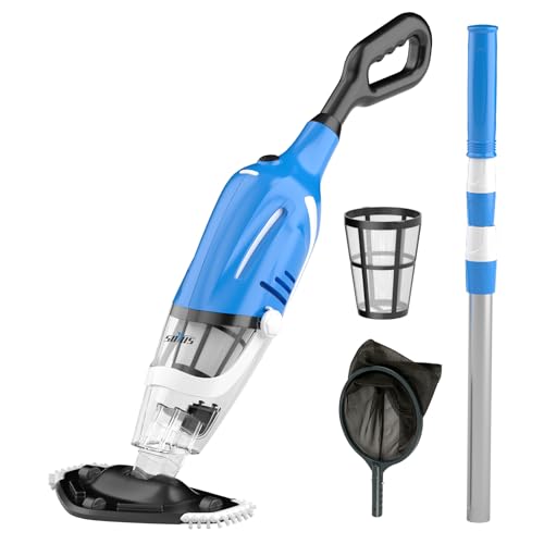 SOYUS Cordless Pool Vacuum for Above Ground Pool with a Telescopic Pole, Suction up to 18.5 Gallons per Minute, 80 Mins Runtime, Handheld Rechargeable Pool Cleaner for Inground Pools