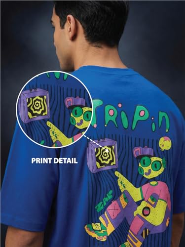 Image of Veirdo Oversized Baggy Fit Drop Shoulder Graphic Printed Design Half Sleeve T-Shirt for Men (Available Sizes: S to 2XL)