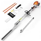 48CC Gas Powered Hedge Trimmer, Powerful String Trimmer, Brush Cutter,Pole Saw with Extension Pole Garden Trimming Tools for Tree Trimming and Branch Cutting