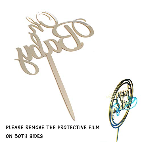 Baby Shower Cake Topper -Larger Size Acrylic Mirror Gold Elegant Handwriting “Oh Baby” Sign - Smash Cake Topper, New Baby Gender Reveal Party Cake Decorations For Photo Booth Props #TOP5