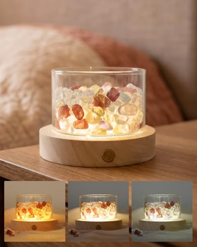 Zuria Chakra Healing Crystals Gift for Women Healing Light for Energy Cleansing 7 Crystal and Healing Stone Amethyst Clear Quartz Citrine Rose Meditation Lamp for Bedroom Spiritual Home Office Décor