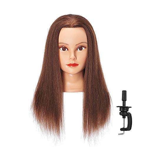 Mannequin Head 22" Hair Hairdresser Training Head Manikin Head Styling Training Head Cosmetology Doll Head Hair for Practice Cutting Braiding with Clamp Stand