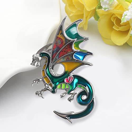 Image of WEVENI Alloy Fantasy Dinosaur Dragon Brooch Enamel Pins for Women Lady Girl Fashion Jewelry Gift
