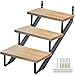 Zwinz Steel Stair Stringer 3 Step, Metal Stair Stringers for Deck Height 27 inches, Steel Stair Step Riser 4-Hole Design for Outside Stairs (2Pack)