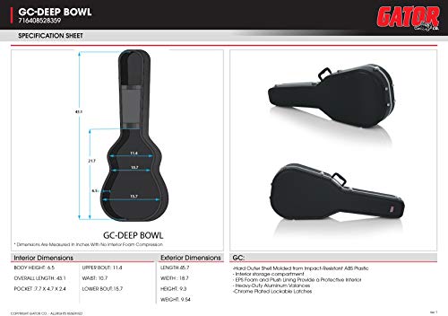 Gator GC-DEEP BOWL Cases Deluxe Abs Molded Case For Acoustic Guitars; Fits Ovation Style Deep Contour Acoustic Guitars thumb #12