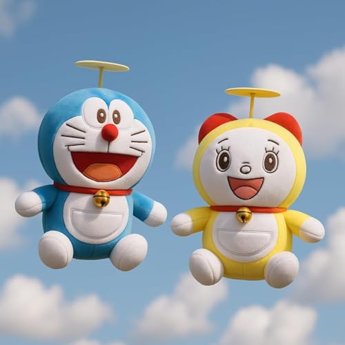 Image of Doreme Premium Yellow Plush Doll with Adorable Face Bell Collar Ultra Soft Stuffed Cartoon Toy with White Belly Front Pocket Perfect for Kids Plush Gifts Comfort Everyday Snuggles (20cm)