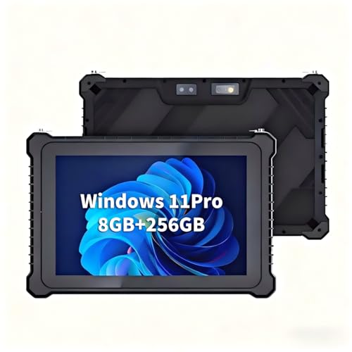 Nekiuy Rugged Tablet, 10.1 Inch Windows 11 Pro Tablet, 8GB RAM+256GB ROM, N100 CPU, Heavy Duty Industrial Outdoor Work PC with 8MP+5MP Camera, 1D/2D Scanner, Fingerprint Reader