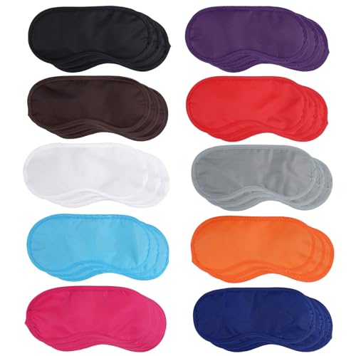 30 Piezas Antifaz para Dormir, Multicolor Tapa Ojos para Dormir con Correa Elástica, Cubierta Antifaz de Peso Ligero de 10 Colores, Viaje Antifaz Máscara para Viajar, Avión, Hotel, Fiesta, Siestas