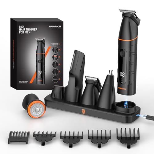 MAXGROOM Tondeuse Corps Homme, 5 en 1 Multifonction Rasoir Électriques Hommes, 7000RPM Tondeuse Partie Intime Professionnelle, 120 Mins d'Autonomie USB-C...