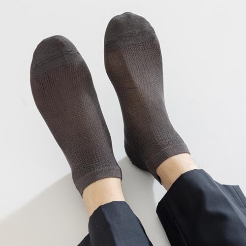 6 Pairs Thin Ankle Socks for Men Breathable Mulberry Silk Socks Mesh Low Cut Soft Casual Socks Size 7-114
