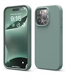 【elago】 iPhone15Pro 対応 ケース 耐衝撃 傷 指紋 防止 シリコン スマホケース スリム 衝撃吸収 サラサラ 手触り シリコンケース [ Apple iPhone15 Pro アイフォン15 プロ 対応 携帯ケース ] iPhone15Proケース SILICONE CASE ミッドナイトグリーン