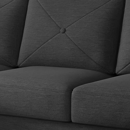 Image of Baloney LHS 6 Seater L Shape Sofa Set with Center Table for Living Room (Black Fabric) Premium Fabric Sofa