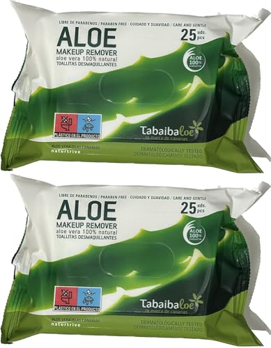 Tabaibaloe Toallitas Desmaquillantes Aloe, 2 unidades (2x25 toallitas)