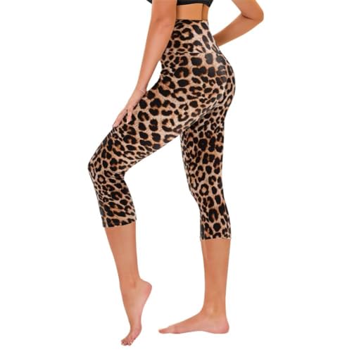 TNNZEET Capri Leggings for Women - Tummy Control Black Leggings with Pockets High Waisted Yoga Pants Workout Cycling Leggings