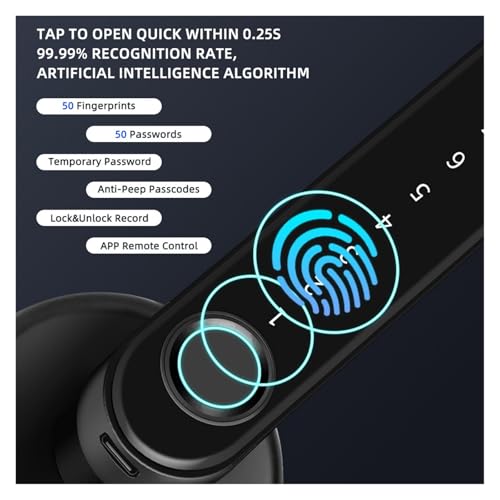 Serrure de porte à empreinte digitale avec clavier code sans clé et télécommande APP