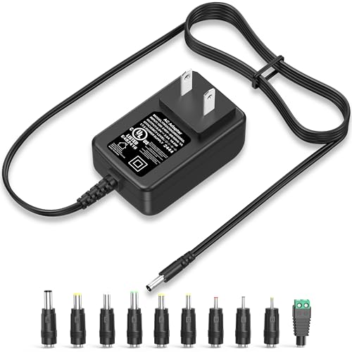 PERFEIDY 8V 2A 1A Charger AC Adapter 16W Max Switching Power Supply DC 8 Volt 2000mA 1500mA 1000mA 800mA 500mA Adaptor Regulated Transformer Plug Cord with 10 Interchangeable Jacks UL Listed