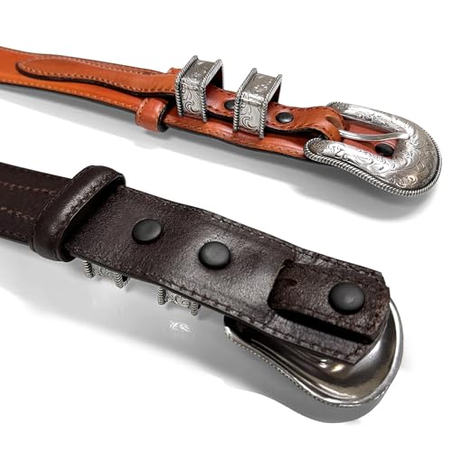 Image of Belts.com Western Buckle Belt Oil Tanned Genuine Leather Ranger Belt 1-3 /8 inch(35mm) Taper to 3 /4 inch(19mm) Wide-Multiple choices