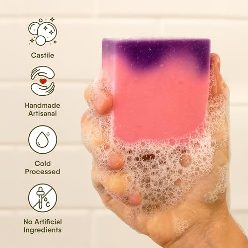 360 Feel - Floral Bar Soap Set - Made in the USA - Castile Handmade All Natural Cold Processed - Infused with Lavender, Lilac , Hydrangea & Petal Dance - Moisturizing Skin Care - (5oz, 4-Pack)