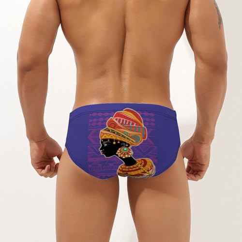 African Woman Tribal Mens Swim Briefs Quick Dry Swimming Trunks Training Swimsuit Low Rise Swimwear2